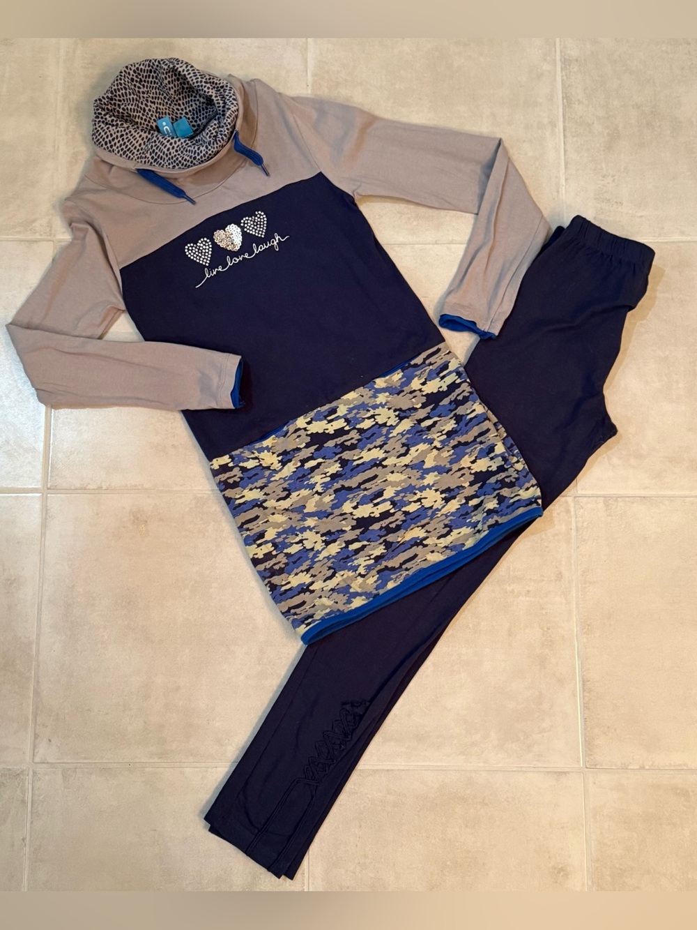 Blu by Blu Cowl Neck Dress & Leggings Sz 14